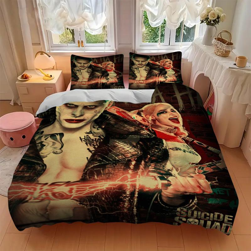 Joker Harley Quinn Print 3Pcs Bedding Setduvet Cover With 2 Bedropillowcase Home Birthday Gift