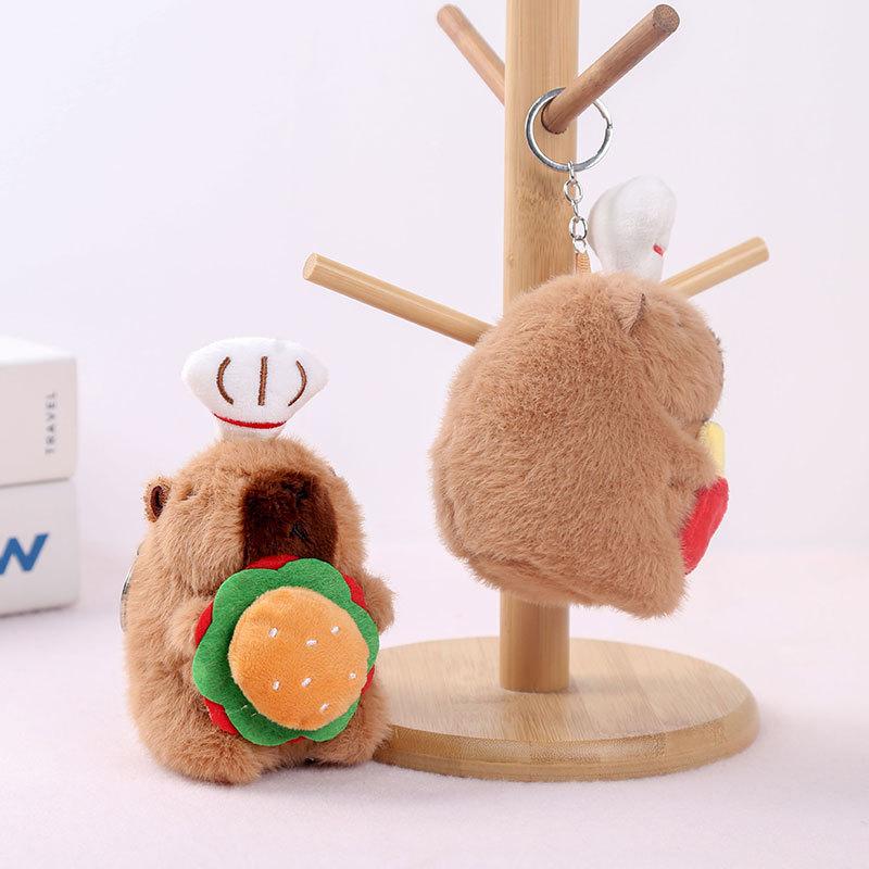 Capibara Plush Toy Cute Capybara Chef Doll Pendant Keychain Doll Gift Girl Ragdoll