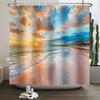 Summer Seaside Shower Curtains Ocean Beach View Coconut Trees Bath Curtain Polyester Fabric Bathroom Restroom Decor With Hooks