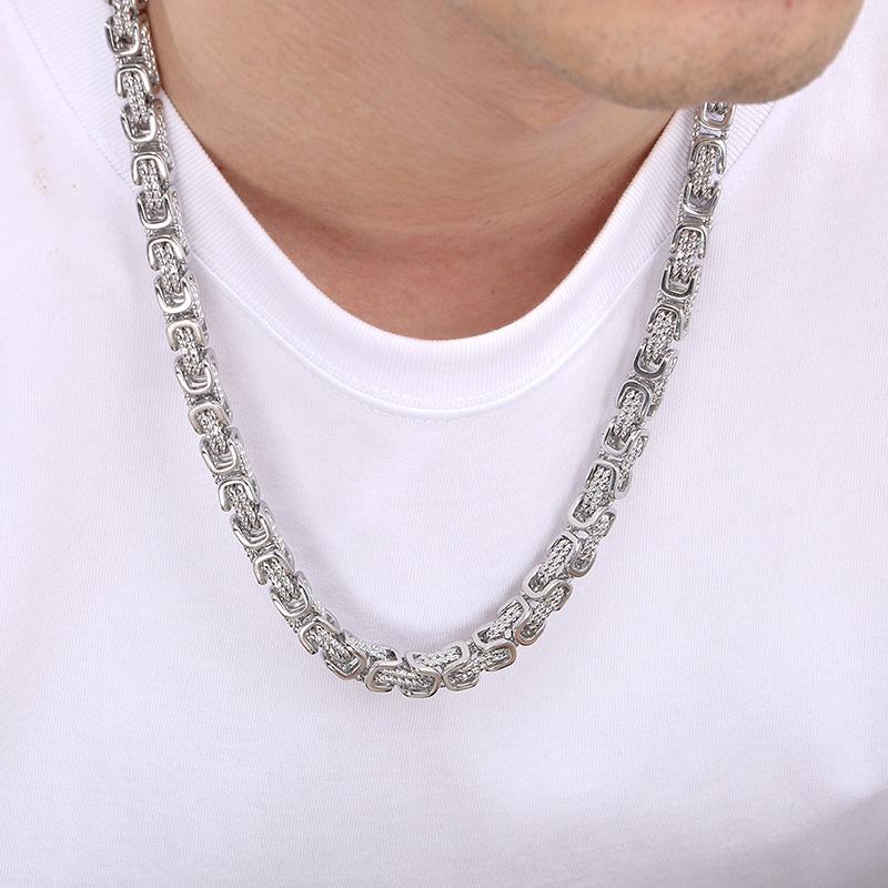 Hip Hop Special Byzantine Chain Necklace for Men Women 8MM Thick Imperial Chain Stainless Steel Jewelry Chunky Trendy Accessory