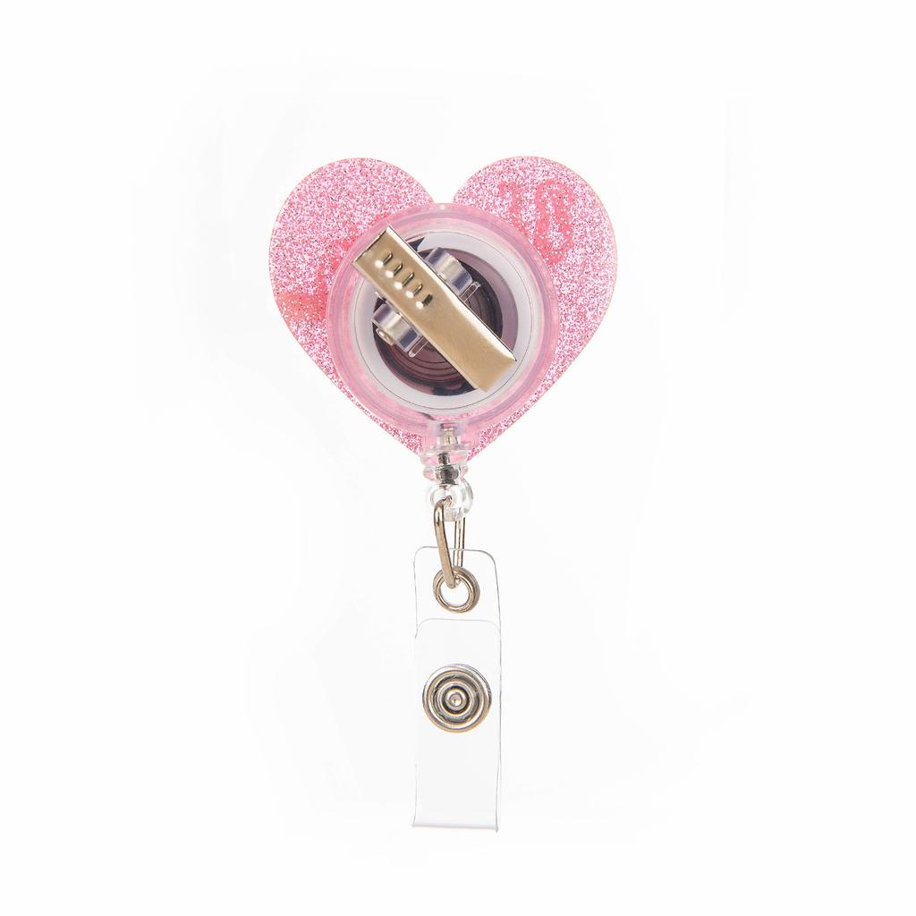 Swivel Badge Holder Lightweight Cute Badge Reel Retractable Id Badge Reel Acrylic For Valentine'S Day Gift Doctor Id Display