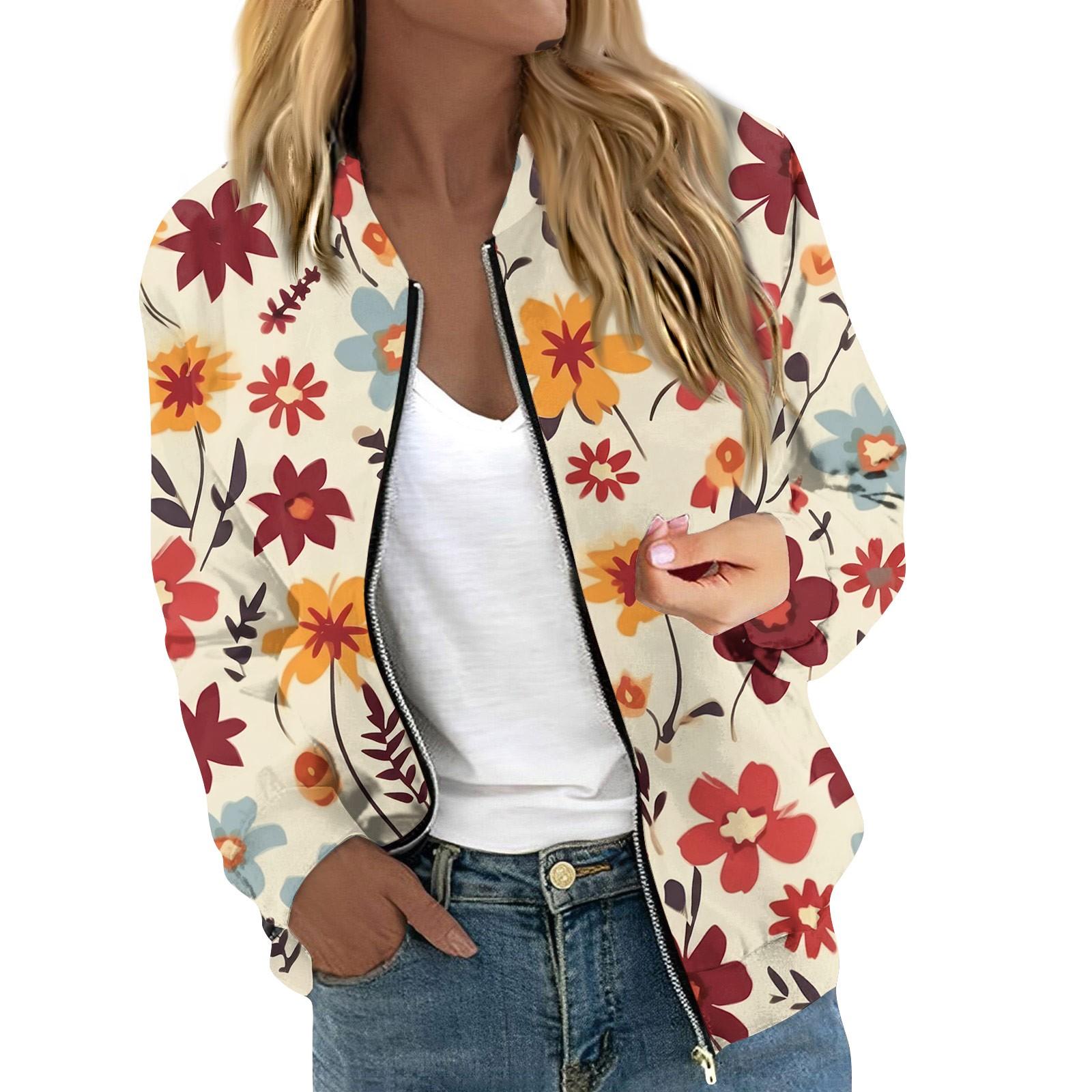 

Женская куртка с длинным рукавом, легкая, на молнии, укороченная, с цветочным принтом, верхняя одежда, повседневная, стеганая куртка с карманами XL шафрановый