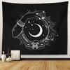 Witchcraft Palm Moon Flower Star Tapestry Black and White Retro Wall Hanging Bedroom Dormitory Home Decoration
