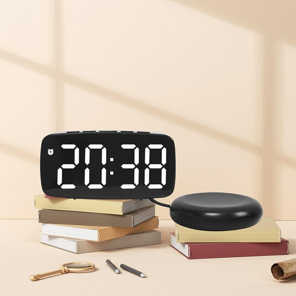 LED Large Screen Electronic Alarm Clock Adjustable Brightness Bedside Clock  Deep Sleeper