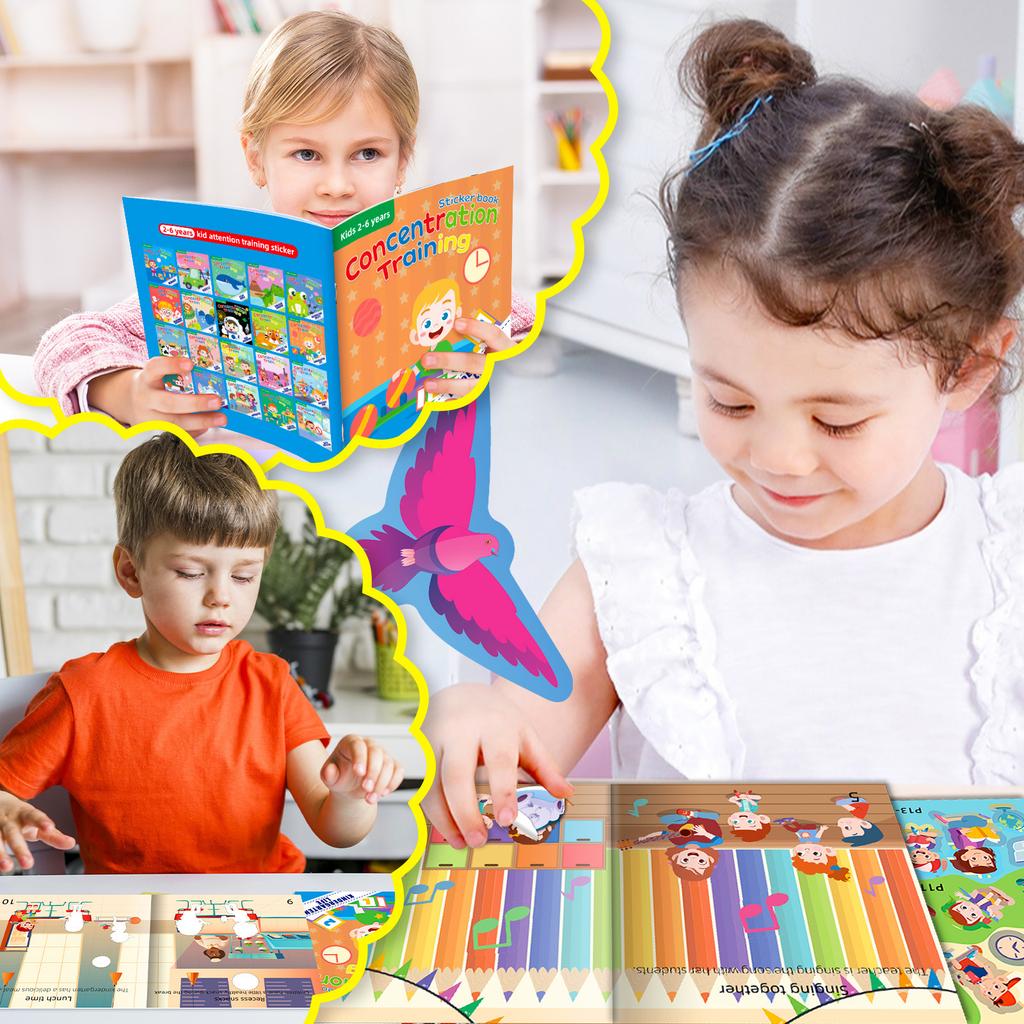 Happy Kindergarten Sticker Book No Trace No Glue Children'S Cognitive Learning Sticker Toy Quiet Book