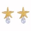 Ocean leisure vacation style fashion simple alloy starfish imitation pearl pendant earrings versatile women's models