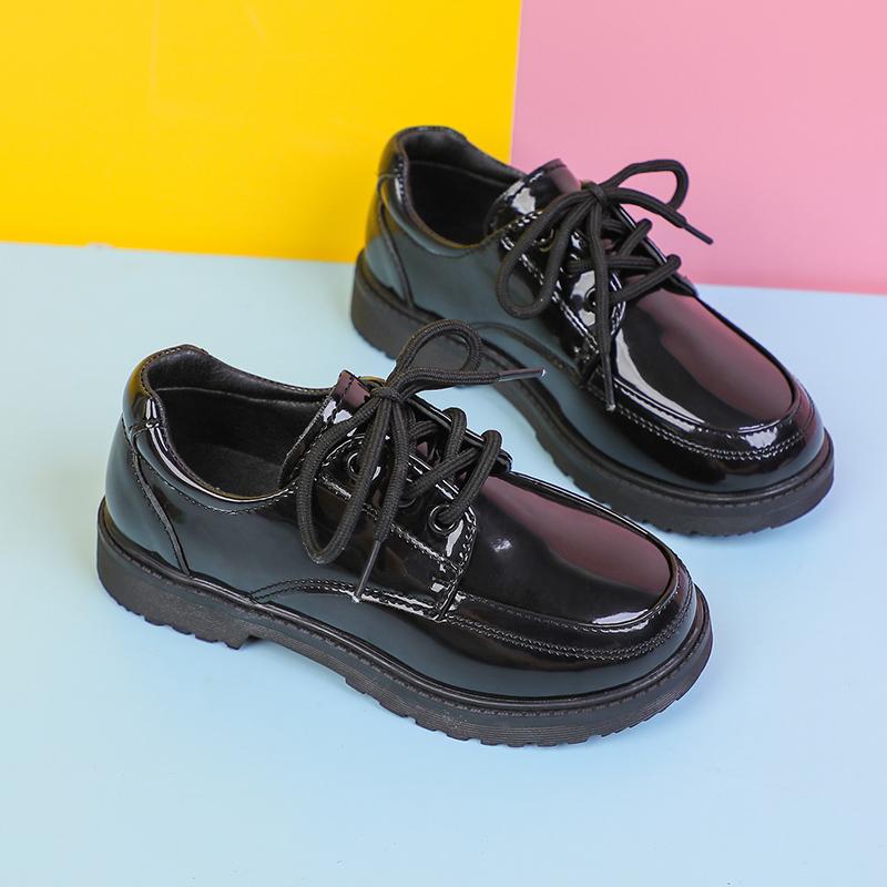 *Spring and Autumn New Round Head Cute Boys' Lace Up Walking Shoes Fashionable and Comfortable Solid Color Buckle Casual Shoes