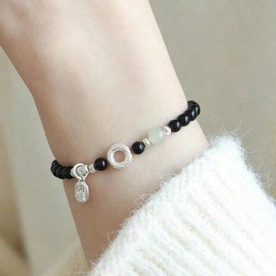 Natural Obsidian Bracelet Women's New Chinese Auspicious Cloud Safe Buckle Sinology Bracelet