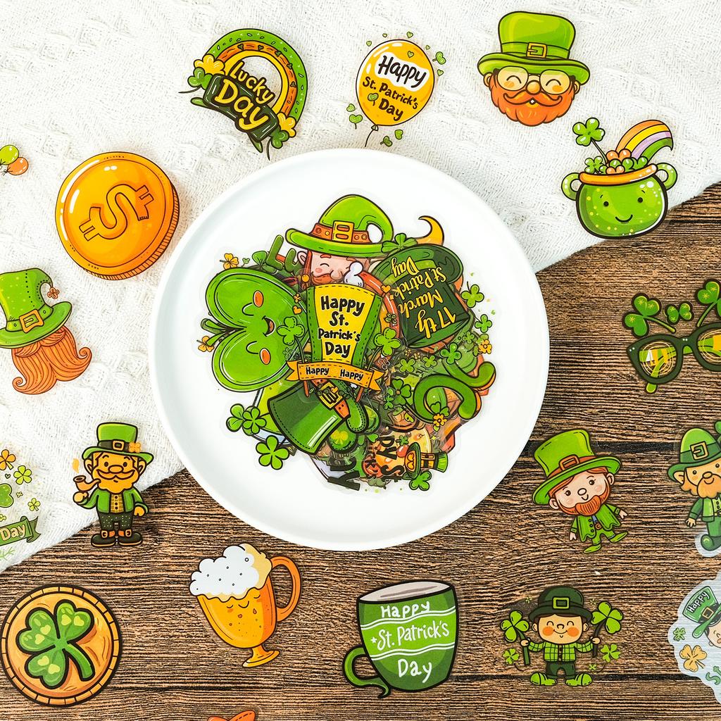 50 Ins Green Series Non-Repeating Transparent Decorative Stickers Diy Glass Creative Hand Account