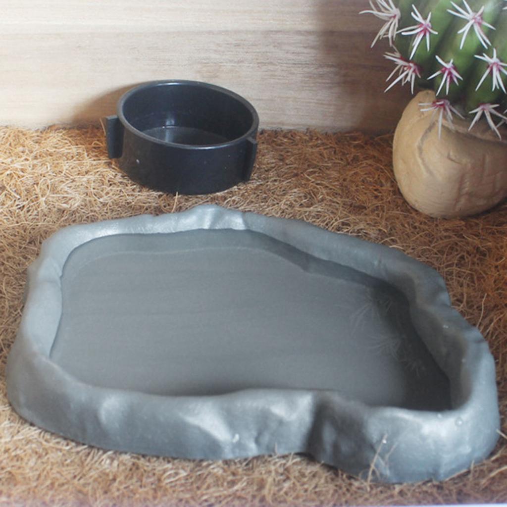 3PCS Plastic Reptiles Habitat Dish MultiPurpose Feeding And Bathing Container Food Bowl Feeder for Terrariums Decoration