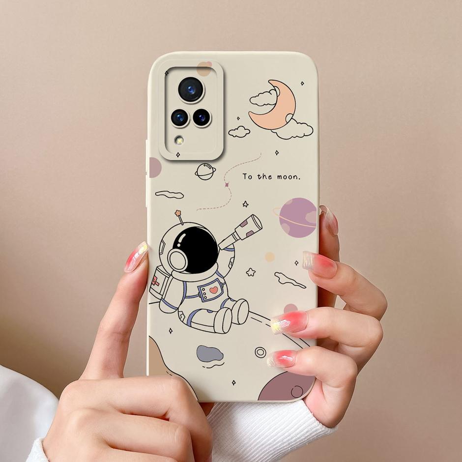 Phone Case For VIVO V21 4G 5G Cute Sweet Girls Cartoons High-quality Liquid Silicone Coque For VIVO V21 4G 5G New Design Funda