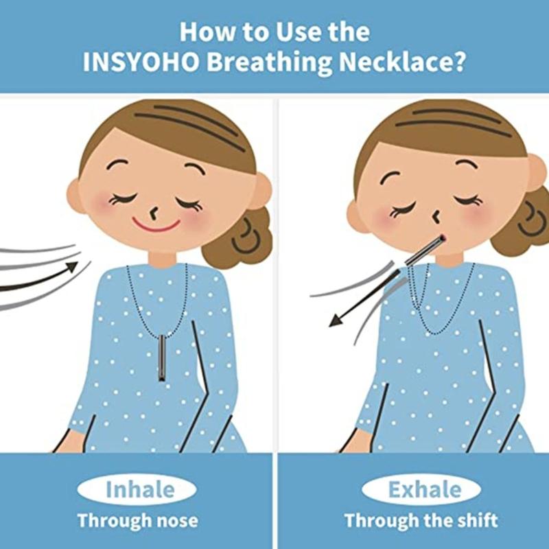 Couple Stainless Steel Mindfulness Breathing Necklace for Women Men Anxiety Relief Pendant Stress Panic Attack Relief Meditation