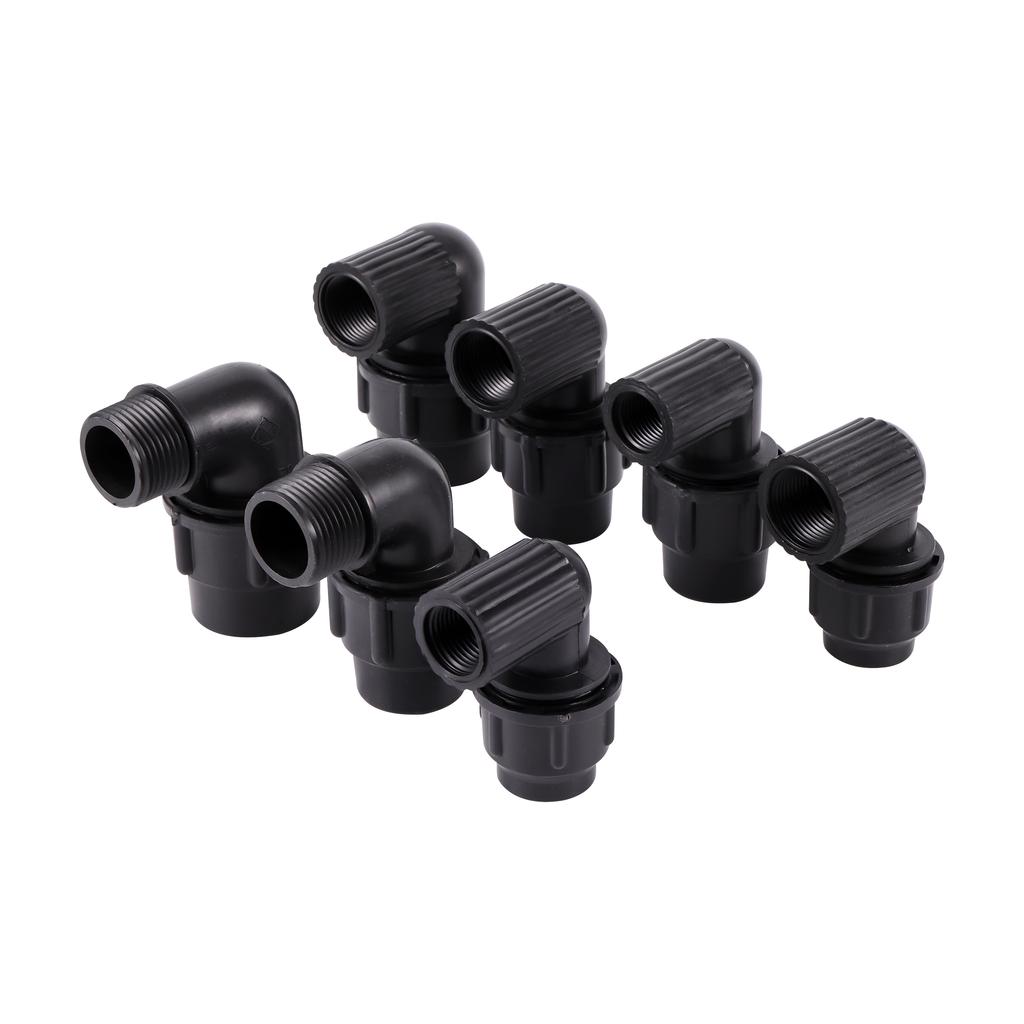 Cotovelo Redutor de 90 Graus com Rosca Fêmea Preta de 1/2" 3/4" 1" para Tubo de Água de Jardim Tubo de PVC Conexão de Irrigação Junção