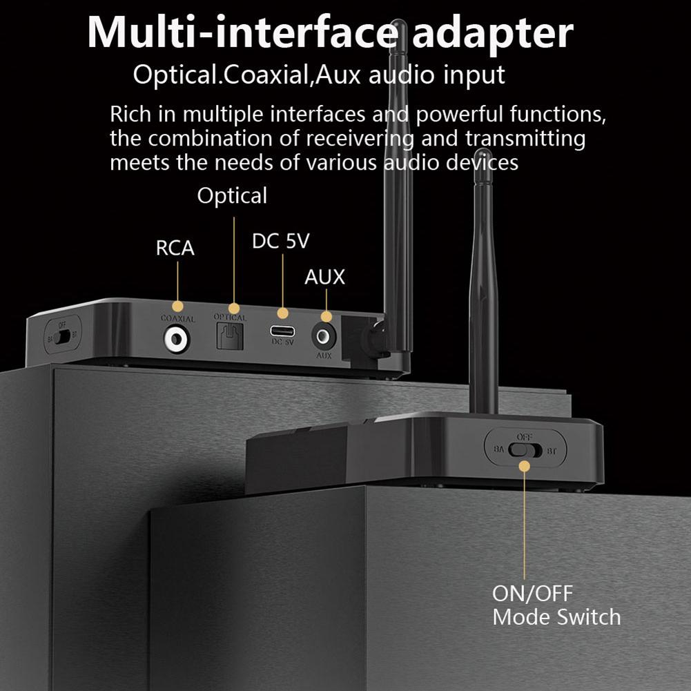 LE Wireless Audio Music Transmitter Adapter USB/AUX/Opt/Coax Bluetooth-Compatible 5.3 Wireless LE Audio Adapter for TV Headphons