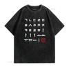 Mens Korean Alphabet Hangul Matrix T Shirt Black Large vintage Washed homme Versatile Breathable Soft streetwear Stylish