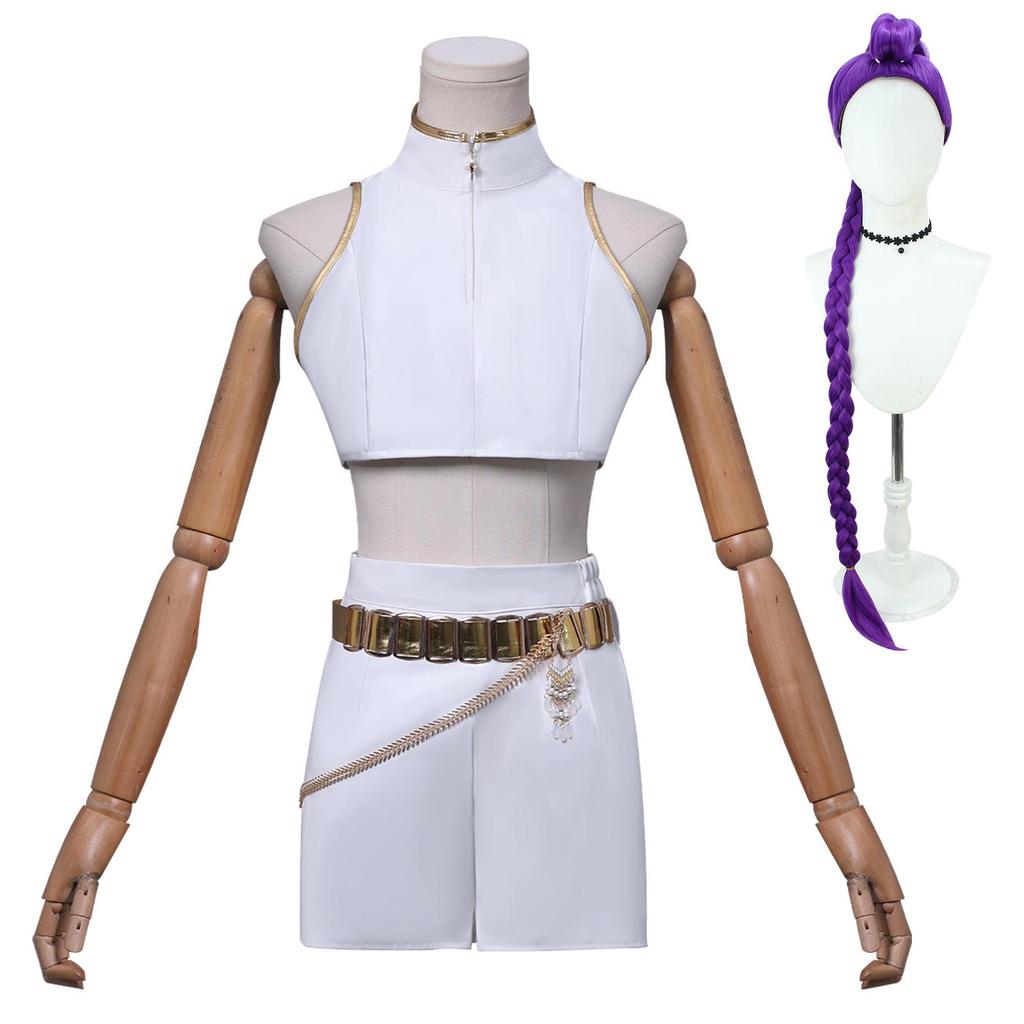 Manlu Ren K-POP Demon Hunter Girl Cosplay Costume - Lumi White Style