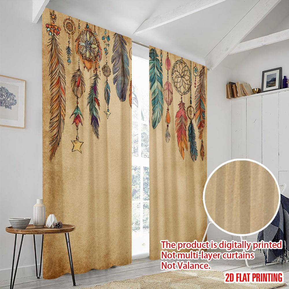 2 Stück, 2D-Flachdruck Druckvorhänge Traumfänger Langlebiges Polyester (ohne Stange) Vielseitig Alles Ideal für Wohnzimmer,