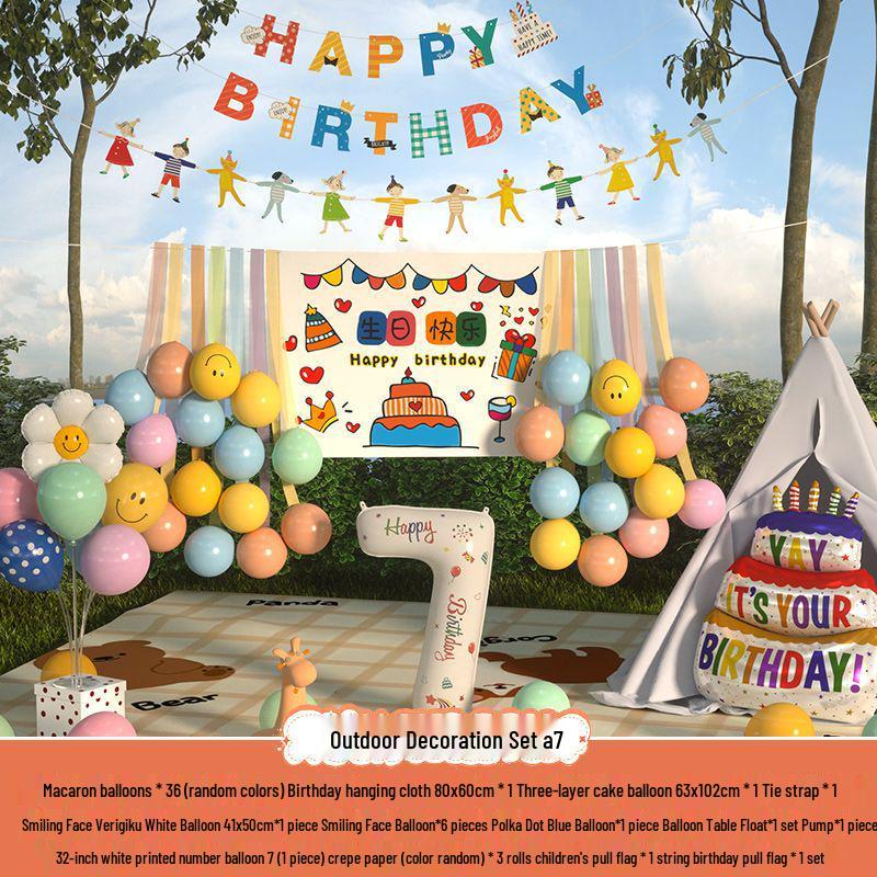 Xiaohongshu První narozeninová kempingová párty Balónky a banner pro děti