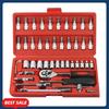 46pc Drive Socket Set 1/4 Inch Ratchet Wrench Set with Sockets Metric Hex Bit Socket Set Mechanic Tool Kits for Hous Auto Repair