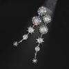 Shine Snowflake Rhinestone Drop Earrings for Women Long Tassel Star Crystal Earrings Weddings Engagement Zircon Gift