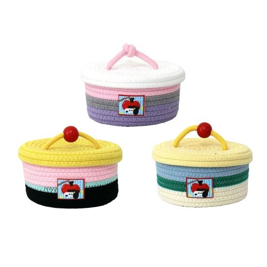 Storage Box with Lid Dust-Proof Organizer Colorful Cotton Thread Container for Bedside Table Dressing
