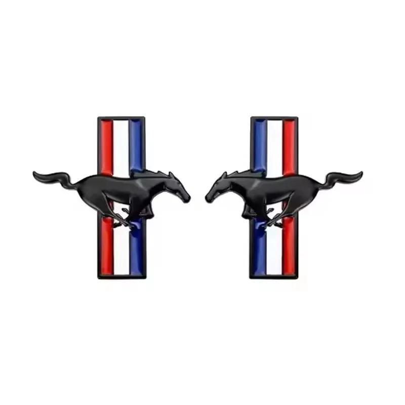 Car 3D Metal Badges Fender Side Stickers Running Horse Styling