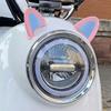 Motorcycle Helmet Cat Ears PVC Creative Cute Helmet Cover Sticker Helmet Accessory Pink + Blue