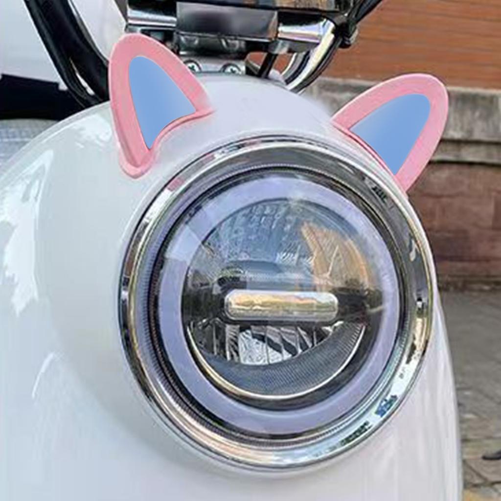Motorcycle Helmet Cat Ears PVC Creative Cute Helmet Cover Sticker Helmet Accessory Pink + Blue