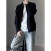 Men's Korean Style Double Zipper Knit Cardigan - Autumn/Winter Long Sleeve Casual Stand Collar Sweater