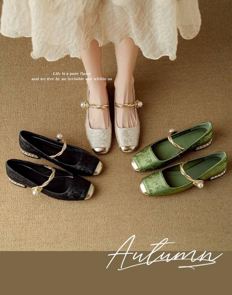 Guofeng Spring 2025 Retro French Low-Cut Mary Janes: Lightweight & Versatile.