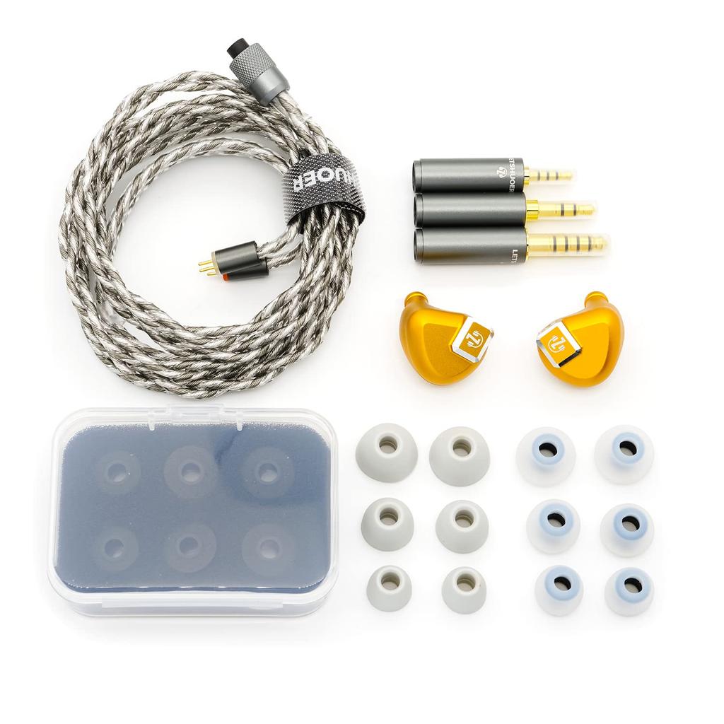 LETSHUOER Z12 14.8mm Planar Magnetic Driver IEM, Gold Edition HiFi In-Ear Earphones with CNC Machined Aluminum Alloy Ear Cavity (All Gold Color