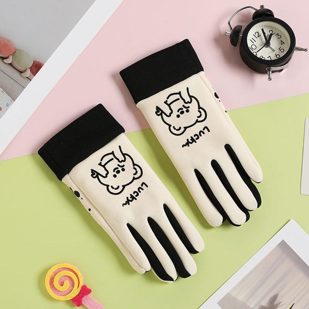 Fleece Lined Kids Mittens Cartoon Full Finger Gloves Outdoor Sports Gloves  for Kids Christmas Gift