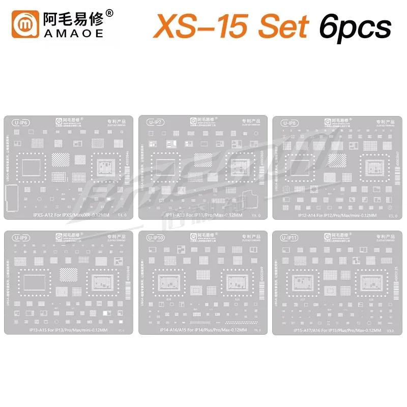 Amaoe BGA Reballing Stencil Template For iPhone 17 16 15 14 13 12 11 Pro Max XSMax 8 7P 7 6 A18 Tin Planting Soldering Net Tools