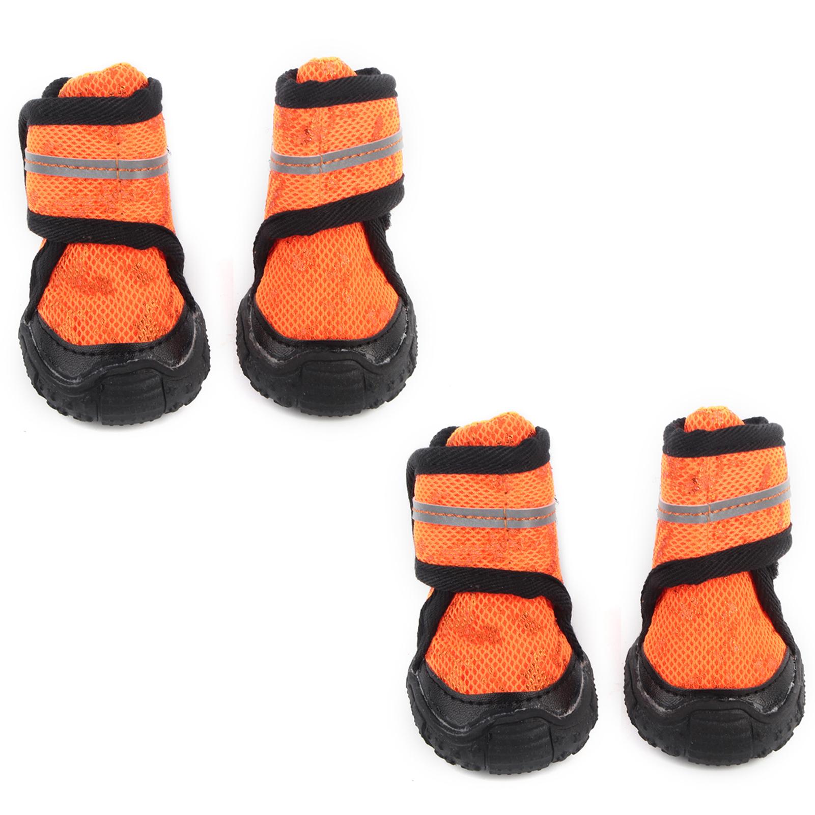 

4PCS Pet Shoes AntiSlip Breathable Dog Shoes with Reflective Straps for Small Medium Large Dogs оранжевый