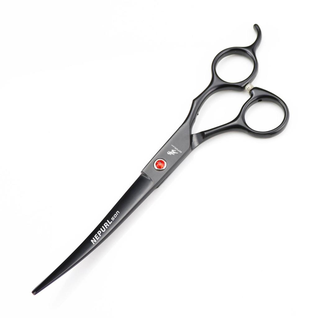 7.0" Black Grooming Scissors Set: 4-Piece Straight Shears with Comb