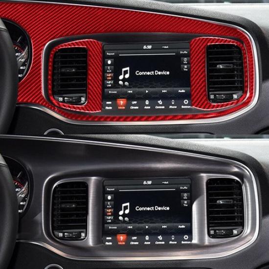 4pcs Red Carbon Fiber Car Front Dashboard Panel Cover For Dodge Charger 2015-22