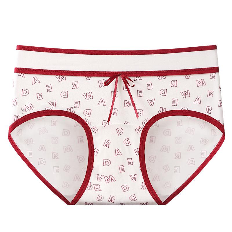 Female Spring and Autumn Wedding Festival Benming Year Red Cotton Waist Triangle Briefs