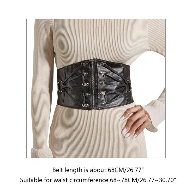 Gothic Solid Color Lift Up Female Waist Corset Wide Faux Leather Belt Women Fashion Slimming Waistband Elastic Corsets