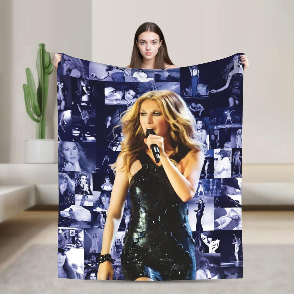 Celines Dion Siger Blanket Music Fuzzy Vintage Soft Throw Blankets for Home Summer
