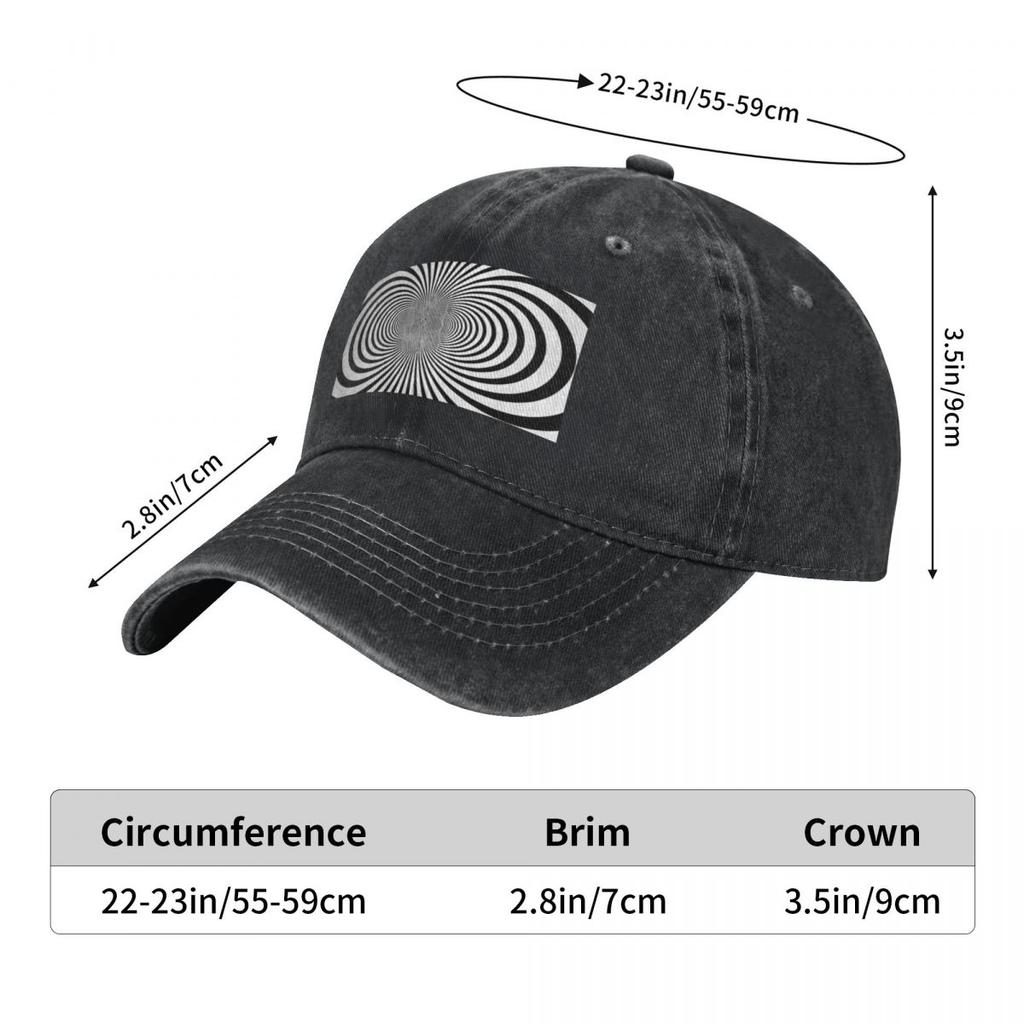 Black And White Op Art 9 Baseball Caps Vintage Denim Washed Headwear Unisex Style Outdoor Running Hats