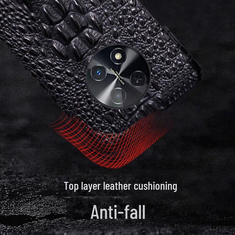 Huawei Enjoy 60 Pro Cowhide Dragon Pattern Leather Case: Premium Half-Cover Protective Cover for Enjoy 20Plus.