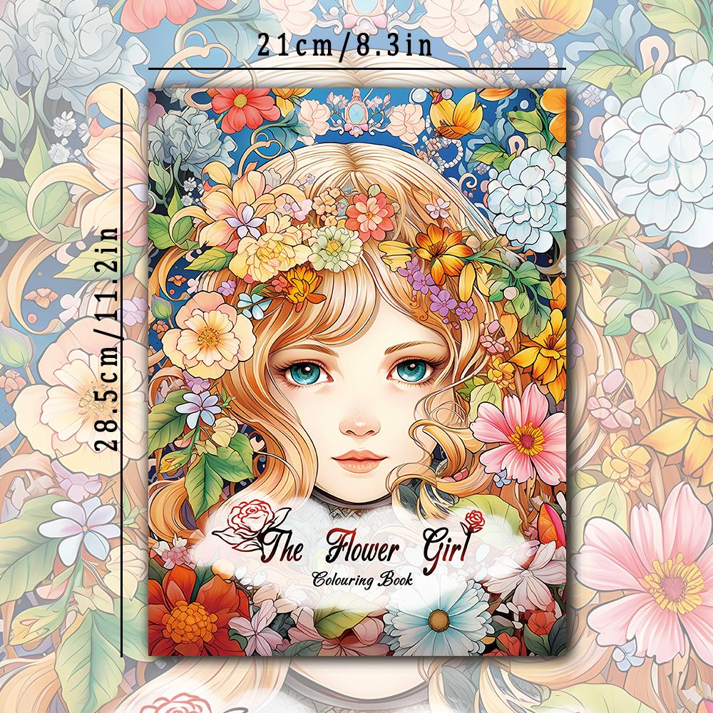 1pc, Flower Girl Coloring Book, Teenagers Coloring Book, 30 Different Patterns, 100gsm Thick Paper, Stress Relief, Birthday Gift