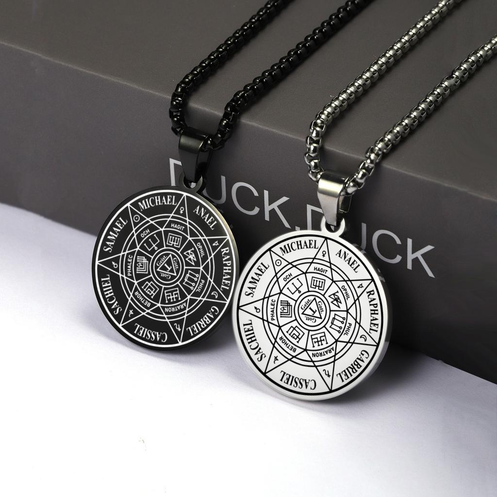 Pendant New Seven Angels Magic Amulet Customized Rune Circle Card Totem Seal Necklace