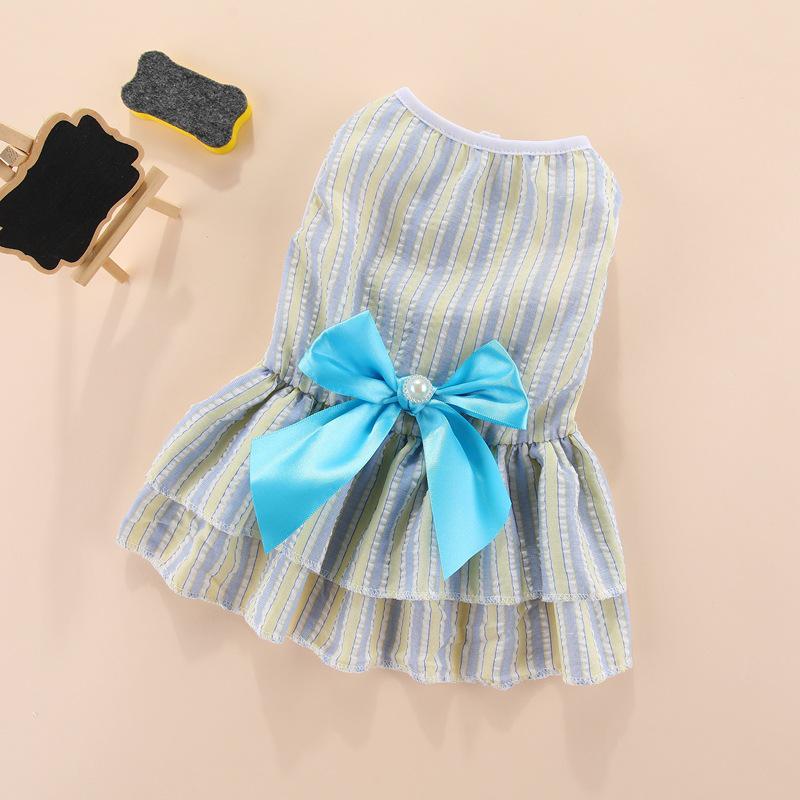 Striped Layered Cake Dress with Teddy, Poodle, Bulldog & Corgi Suspender Skirt for Spring/Summer