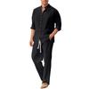 Men's Shirt And Trousers Suit Men's Casual Loose Long Sleeved Trousers Beach Suit