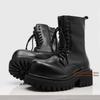 Thick-Soled Motorcycle Boots Retro Big Round Toe Men's Boots Classic Height Increasing Outdoor Designer Handmade Men Boots