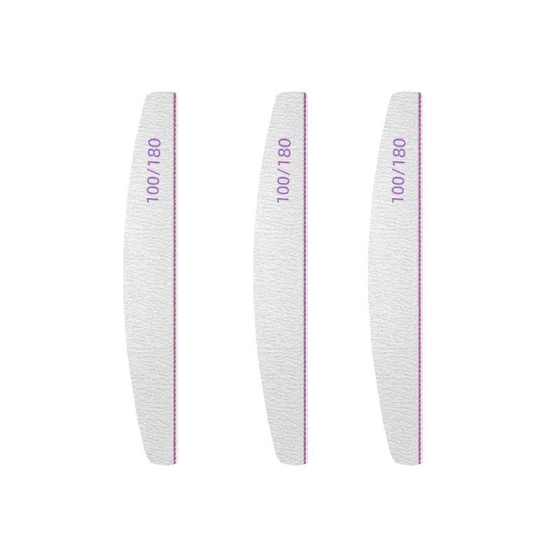 New Nail File Bufer 100/180 Grit Half Moon Nails Files Sanding Grinding Double Side Sandpaper Nail Manicure Tool ZJC04