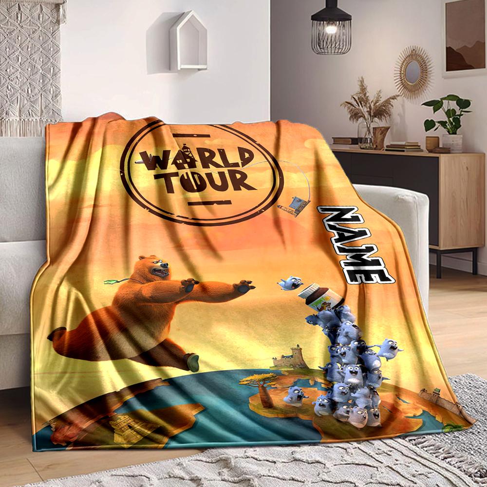 Custom 1pc Grizzly Lemmings Adventure Blanket, Soft And Comfortable Blanket, Casual Warm, Camping Travel Blanket, Birthday Gift Q91269