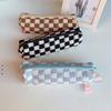 Large-capacity Knitted Pencil Case Korean Version of Ins Checkerboard High-value Student Stationery Box Simple Pencil Case