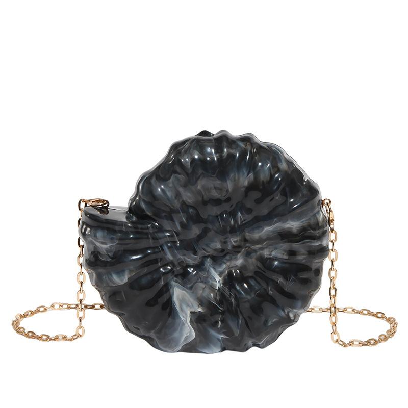Metallic Gold Glossy Concave-Convex Texture Snail Handbag New Evening Party Banquet Bag чёрный